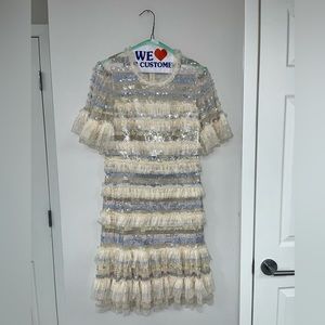 Needle & Thread Sequin Embellished Cream Dress